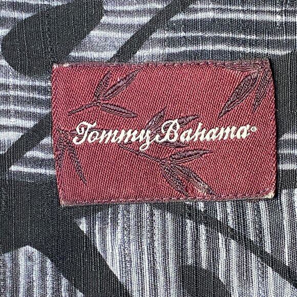 Tommy BahamaBlack and Gray Flora Striped Silk Floral Design 2XL - Picture 3 of 13